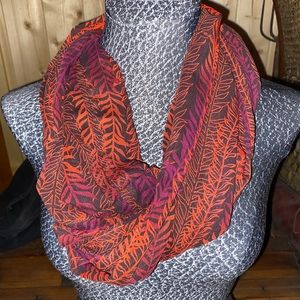 Burgundy, Burnt Orange & Black infinity Scarf